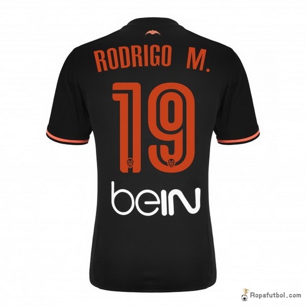 Camiseta Valencia Replica Segunda Ropa Rodrigo 2016/17 Negro